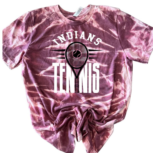Indians Tennis Scrunch Tee – Maroon & Grey Tie-Dye - Adult