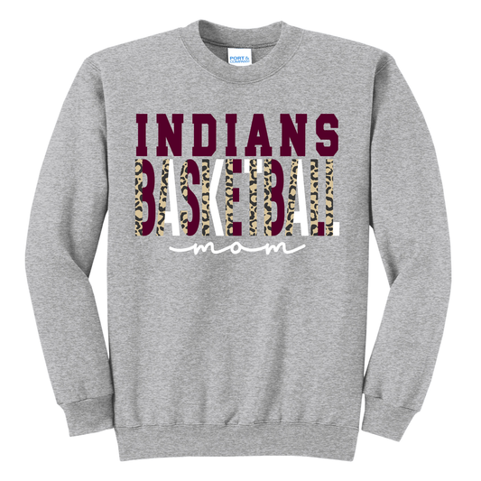 Indians Basketball Mom Leopard Grey Sweatshirt – Canal Winchester Spirit Wear
