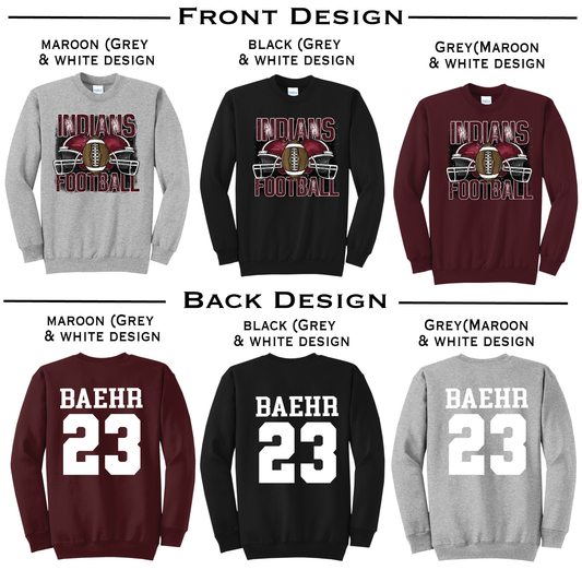 Indians Football Custom Crewneck Sweatshirt