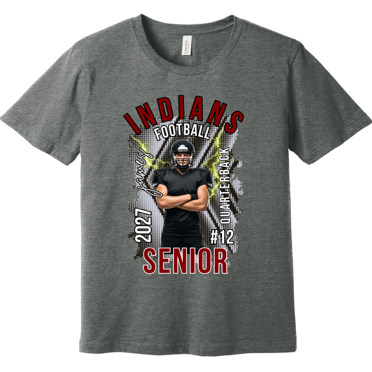 Custom Indians Football Senior T-Shirt 2027 – Personalized Canal Winchester Football Tee for Players & Families
