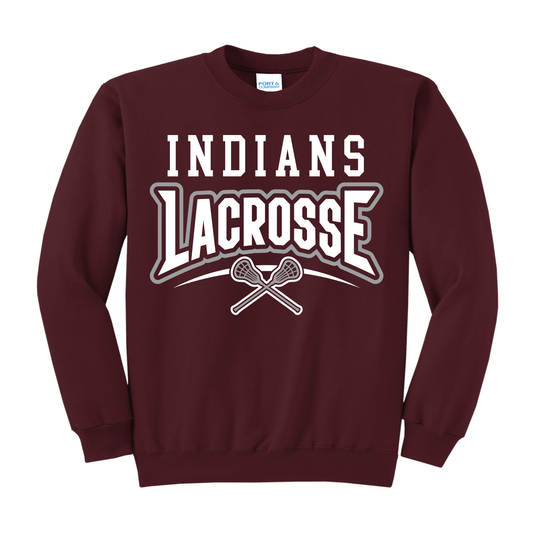 🔥 Indians Lacrosse Crewneck or Hoodie Sweatshirt – Maroon, Gray, Black | Unisex Team Spirit Fan Gear