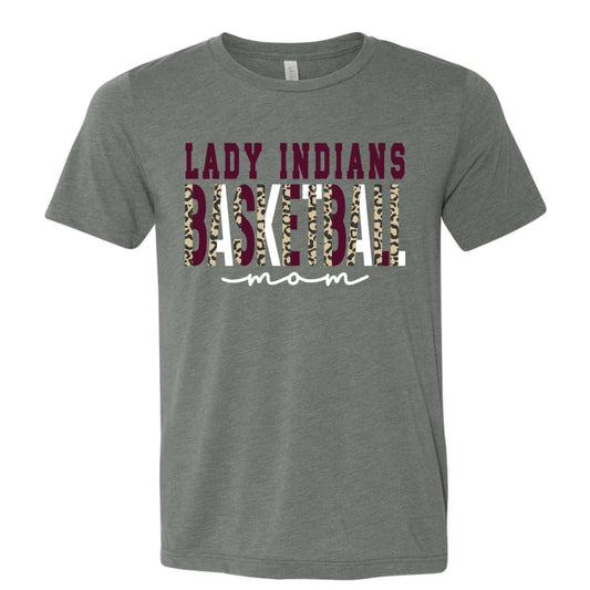 Lady Indians Basketball Mom Leopard Grey Tee – Canal