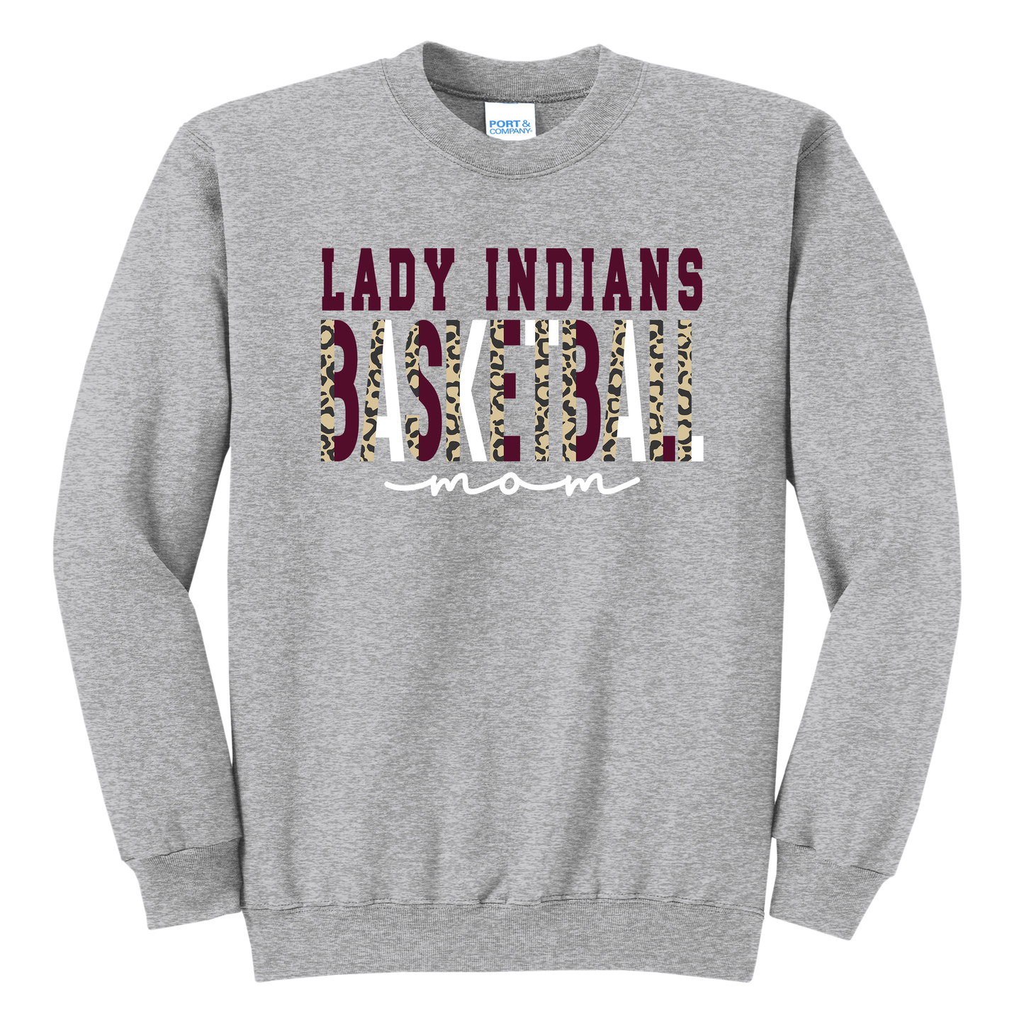 Lady Indians Basketball Mom Leopard Grey Sweatshirt – Canal Winchester Spirit Wear