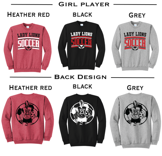 Liberty Union Lady Lions Soccer Personalized Sweatshirt