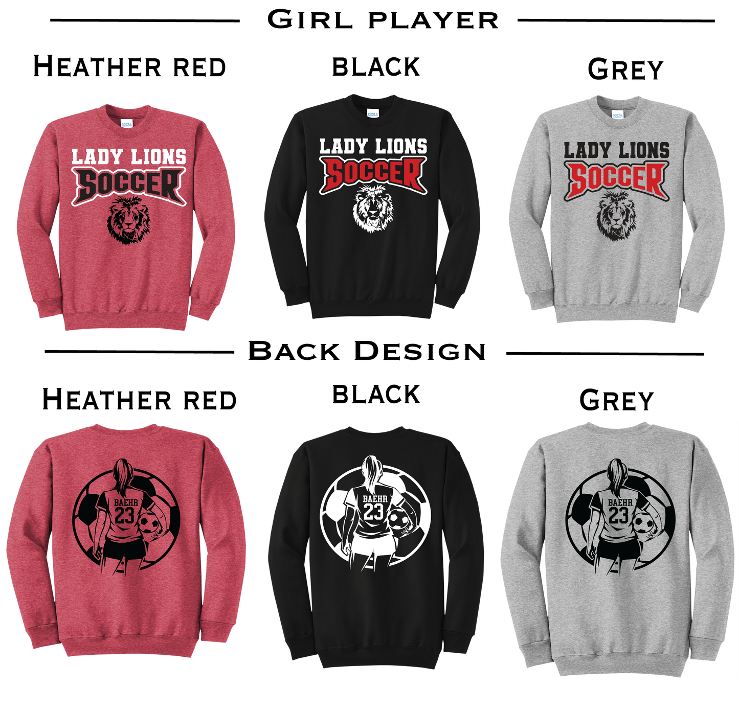 Liberty Union Lady Lions Soccer Personalized Sweatshirt
