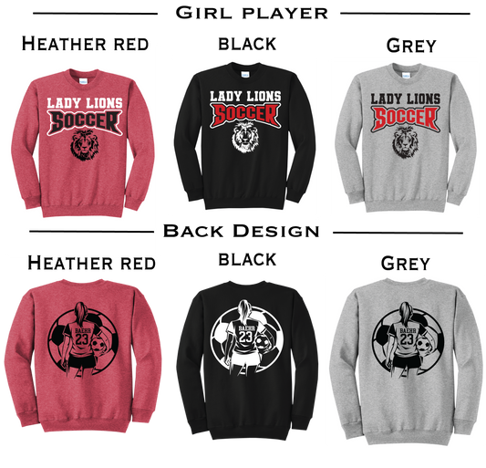 Liberty Union Lady Lions Soccer Personalized Sweatshirt