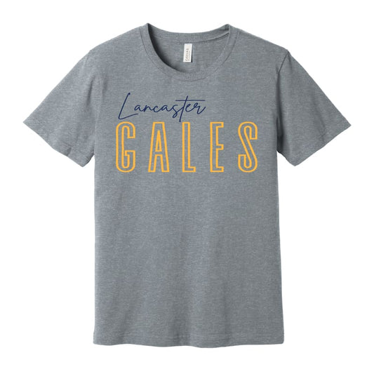 Lancaster Gales Script Tee – Youth S to Adult 3XL | Grey