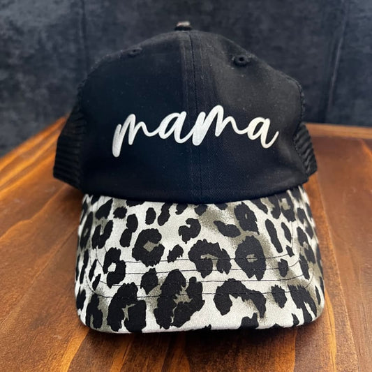 Mama Metallic Leopard Snapback Trucker Hat