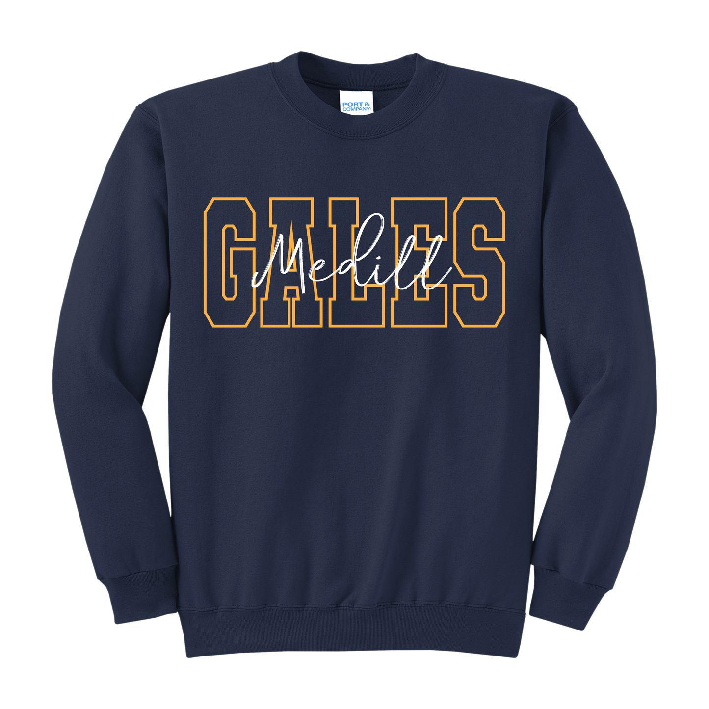 Medill Gales Sweatshirt – School Spirit Sweatshirt (Youth S – Adult 3XL, Navy/Grey/Gold)