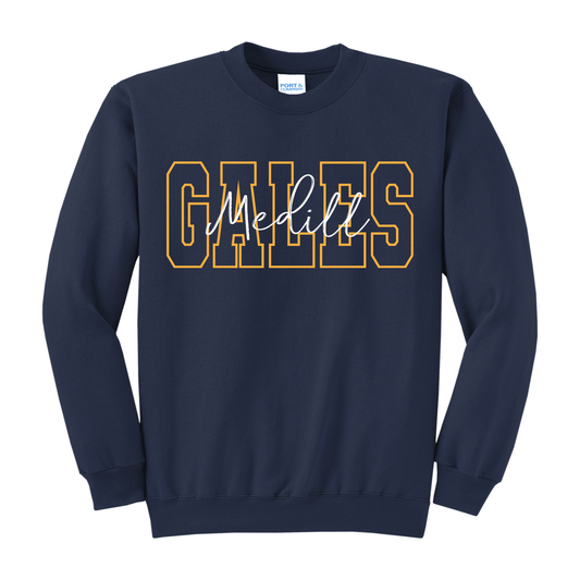Medill Gales Sweatshirt – School Spirit Sweatshirt (Youth S – Adult 3XL, Navy/Grey/Gold)