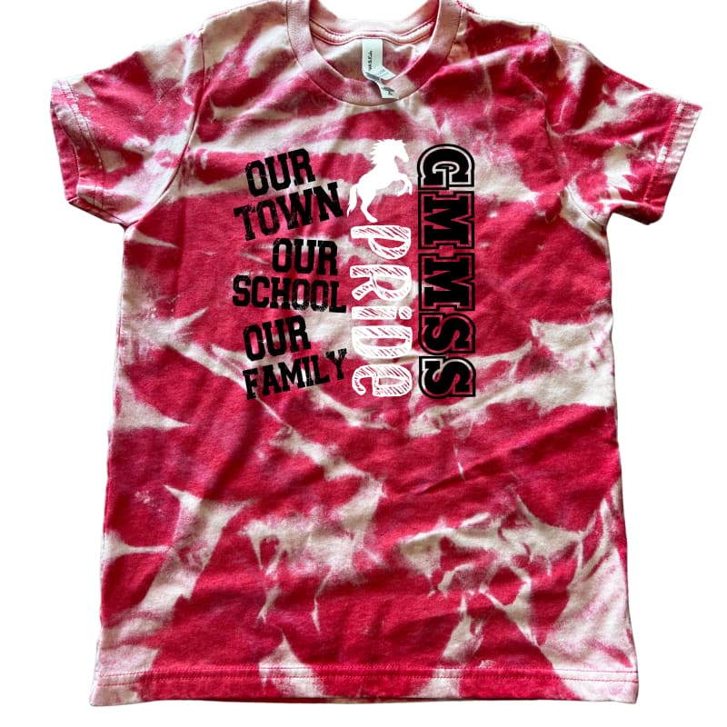 🔥 Our Town Hand‑Scrunched Red Spirit T-Shirt - Youth Small