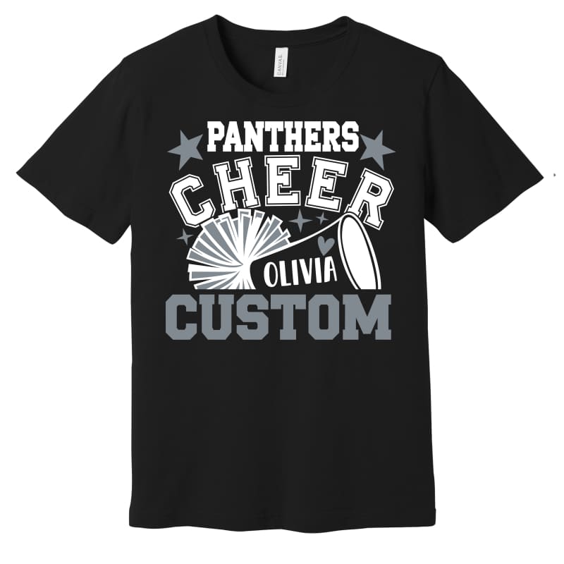 🏆 Panthers Cheer Custom Megaphone Name Tee – Short & Long