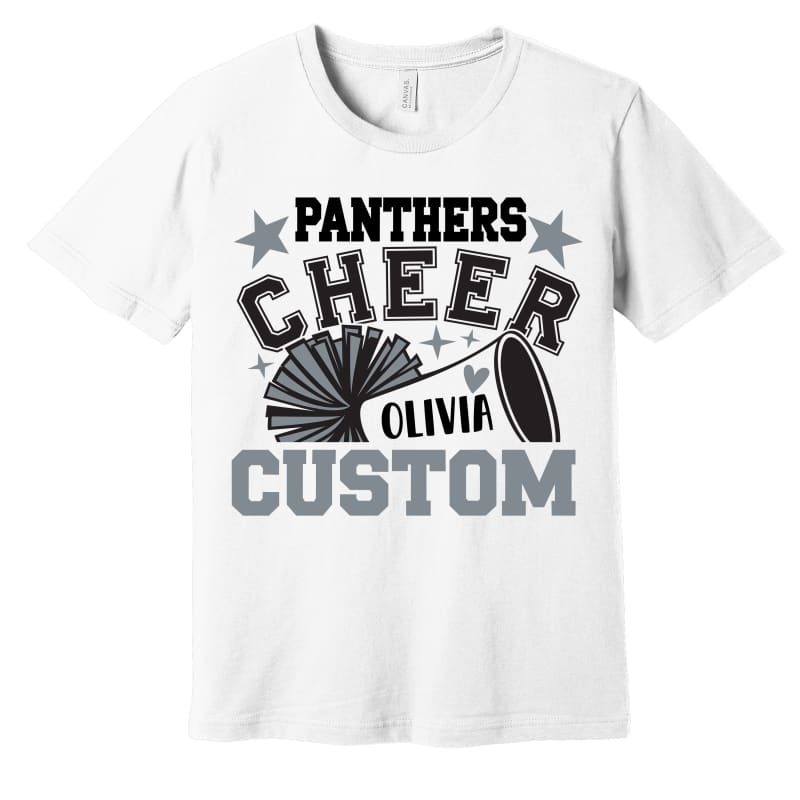 🏆 Panthers Cheer Custom Megaphone Name Tee – Short & Long