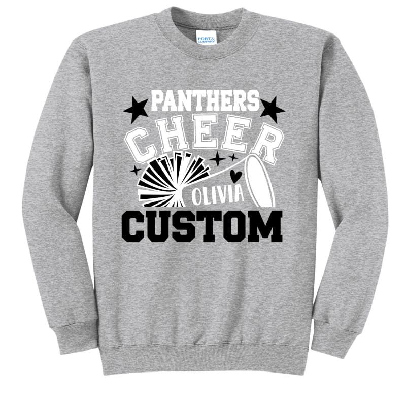 🏈 Panthers Cheer Custom Name Crewneck & Hoodie –