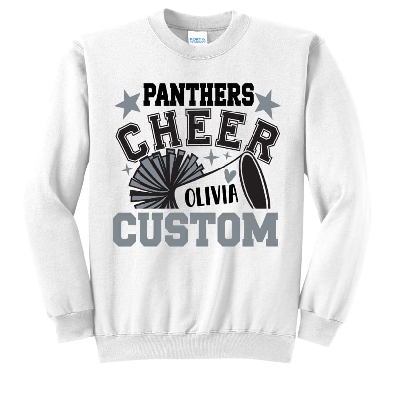 🏈 Panthers Cheer Custom Name Crewneck & Hoodie –