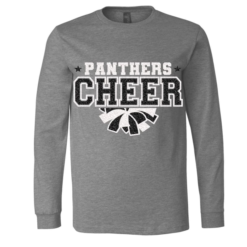 ✨ Panthers Cheer Glitter Long Sleeve Tee – Custom Back Name