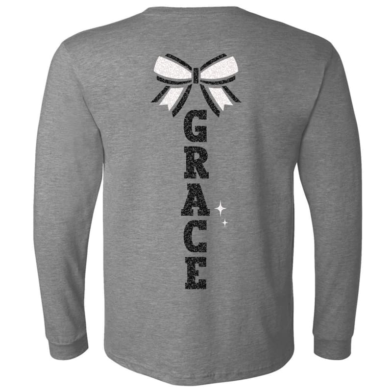 ✨ Panthers Cheer Glitter Long Sleeve Tee – Custom Back Name