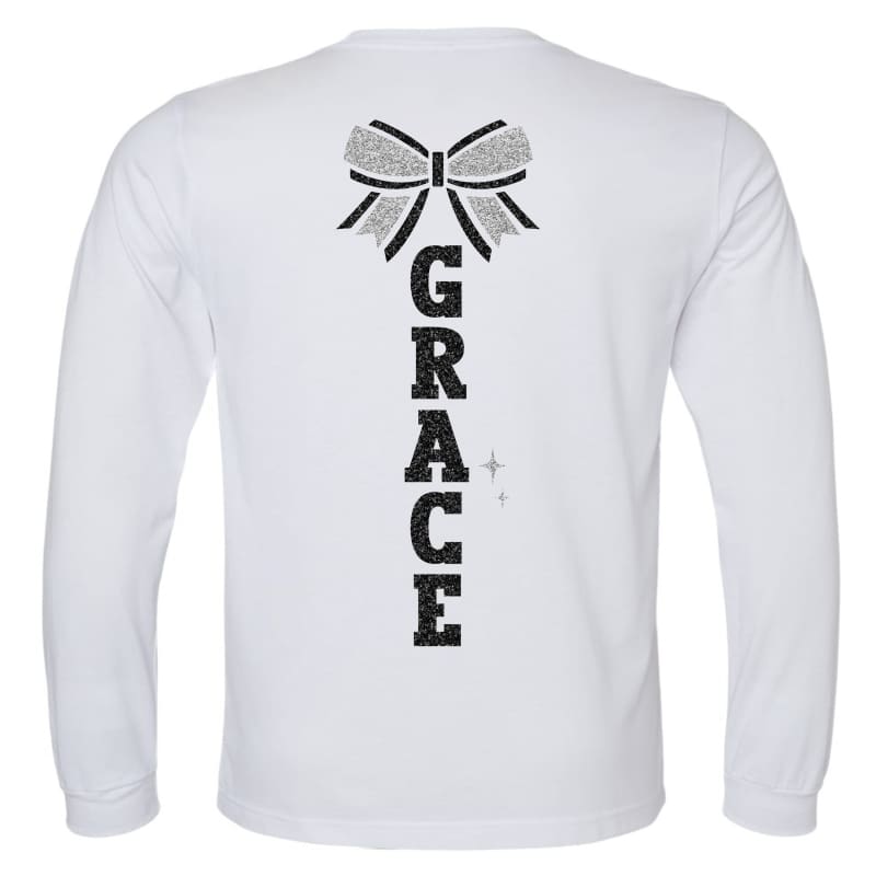 ✨ Panthers Cheer Glitter Long Sleeve Tee – Custom Back Name