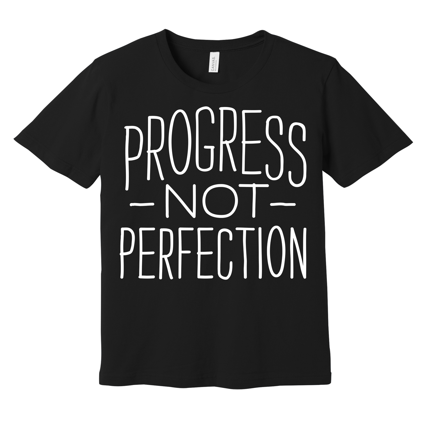 Progress Not Perfection Tee – Motivational Graphic Unisex T‑Shirt (Youth S–Adult 3XL, Black & Grey)