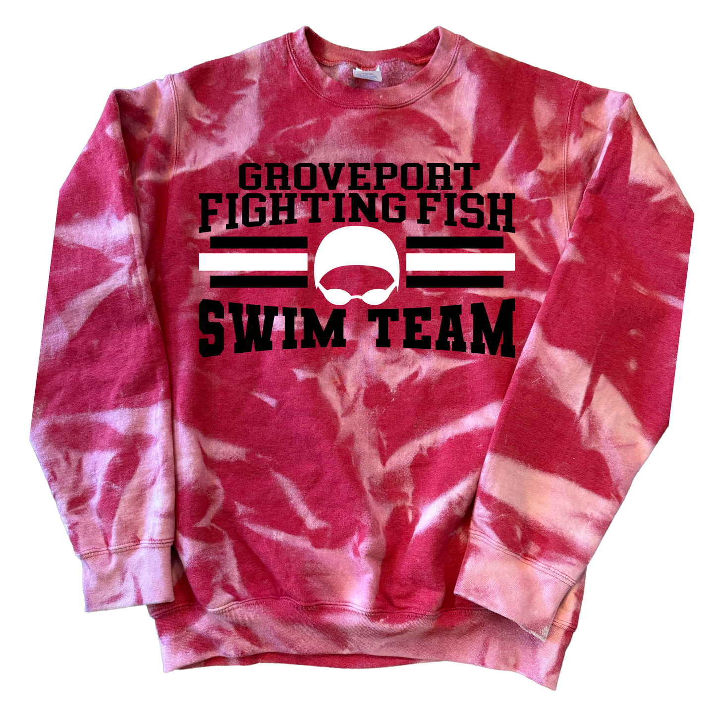 Groveport Fighting Fish Hand Bleached Sweatshirt – Ohio Swim Team Spirit Wear