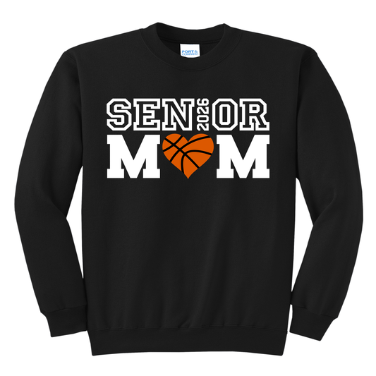 Senior Mom Basketball Crewneck Sweatshirt – Adult Sizes S to 2XL