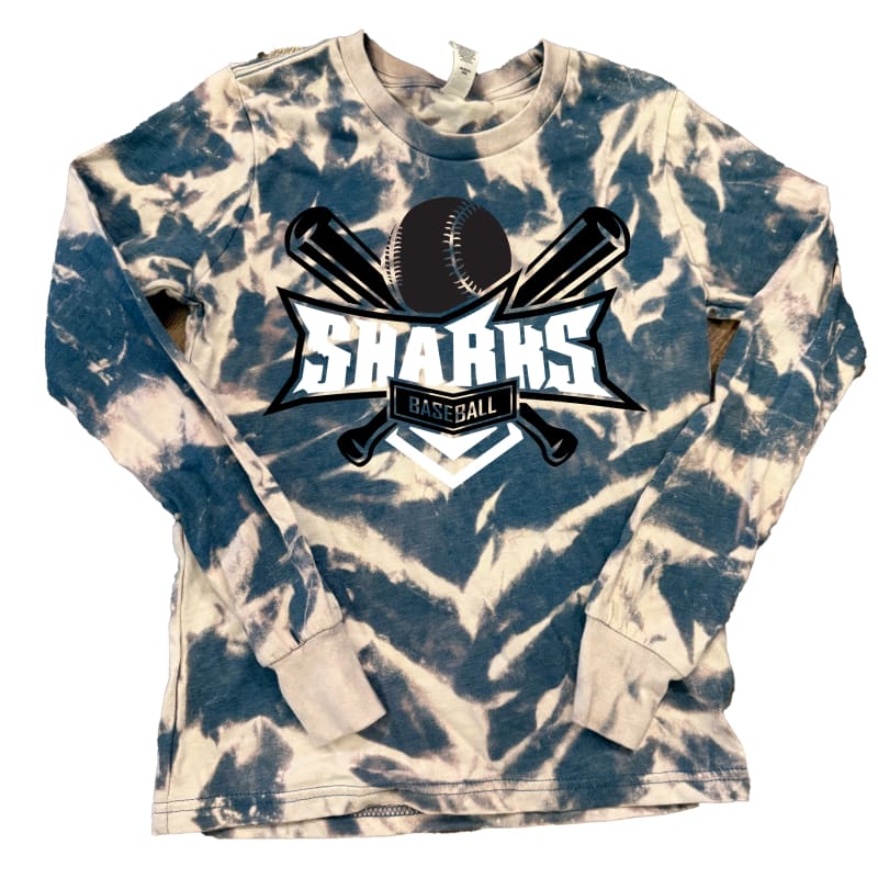 Sharks Baseball Bleached Tee – Custom Fan Shirt - Small