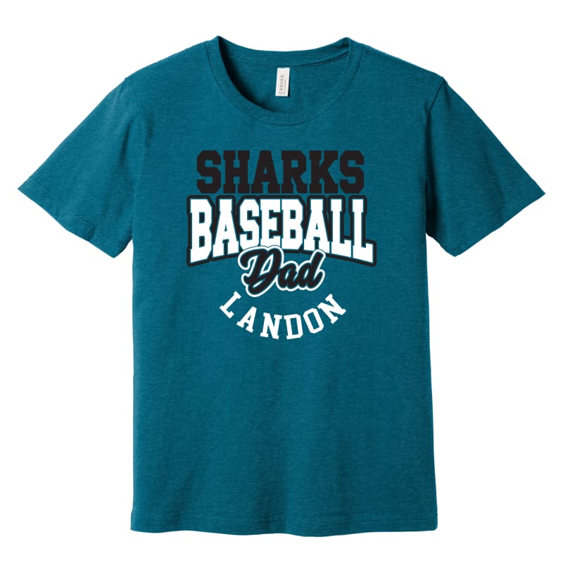 Sharks Baseball Dad Custom Tee – Personalized Fan Shirt