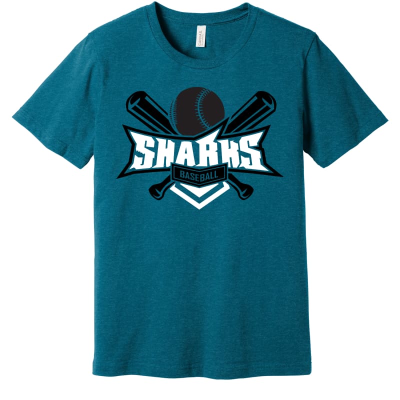 Sharks Baseball Tee – Customizable Fan Shirt - Small / Teal