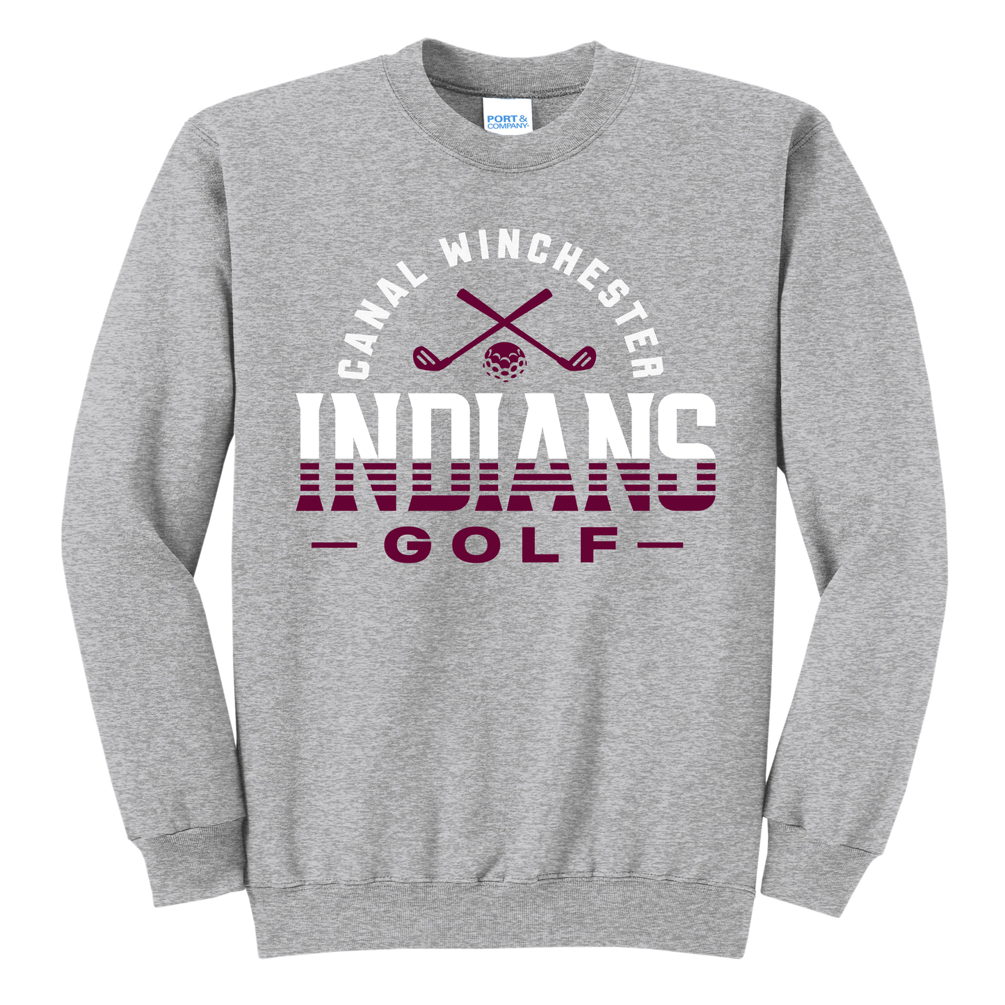Canal Winchester Indians Golf Sweatshirt – Golf Club Hoodie & Crewneck | Youth & Adult Sizes | Black, Maroon & Grey
