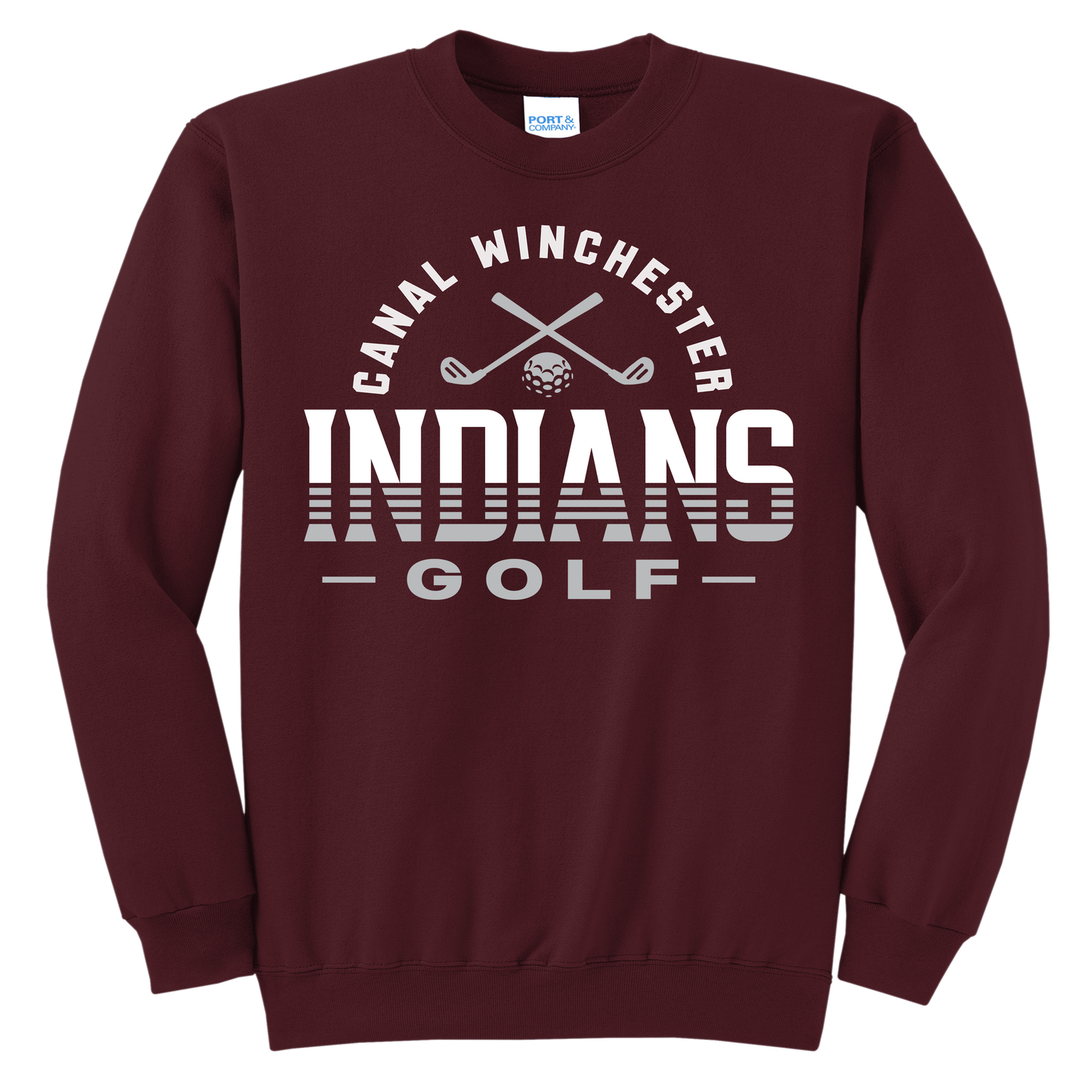 Canal Winchester Indians Golf Sweatshirt – Golf Club Hoodie & Crewneck | Youth & Adult Sizes | Black, Maroon & Grey