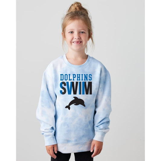 🌊 Tie-Dye Sweatshirt | Dolphins Swim Team with Custom Name