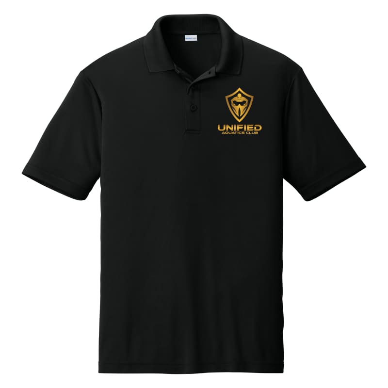 UNIFIED AQUATICS CLUB Performance Polo – Black with Gold