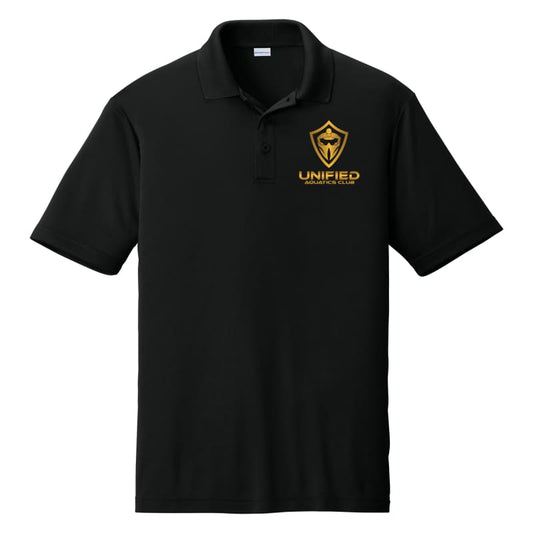 UNIFIED AQUATICS CLUB Performance Polo – Black with Gold