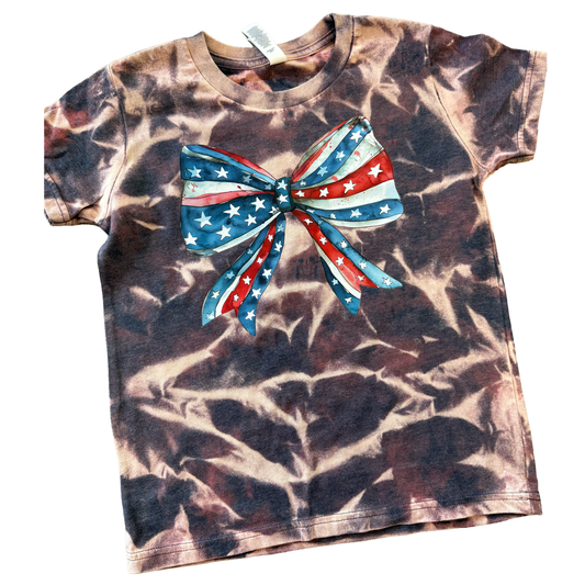 Patriotic Bow Bleached Youth Tee