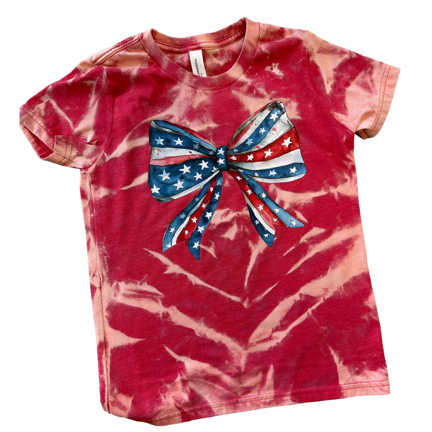 Patriotic Bow Bleached Youth Tee
