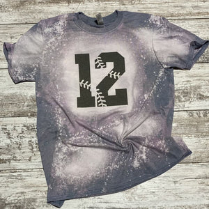 Baseball or Softball Number Bleached Tee - XS - Clothing