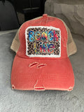 Beach Life Criss Cross Ponytail Hat - Orange - Trucker Hats