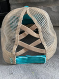 Beach Life Criss Cross Ponytail Hat - Trucker Hats
