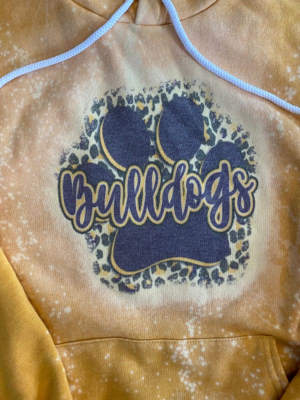 Bleached Paw Print Bulldogs Sweatshirt Hoodie - Clothing