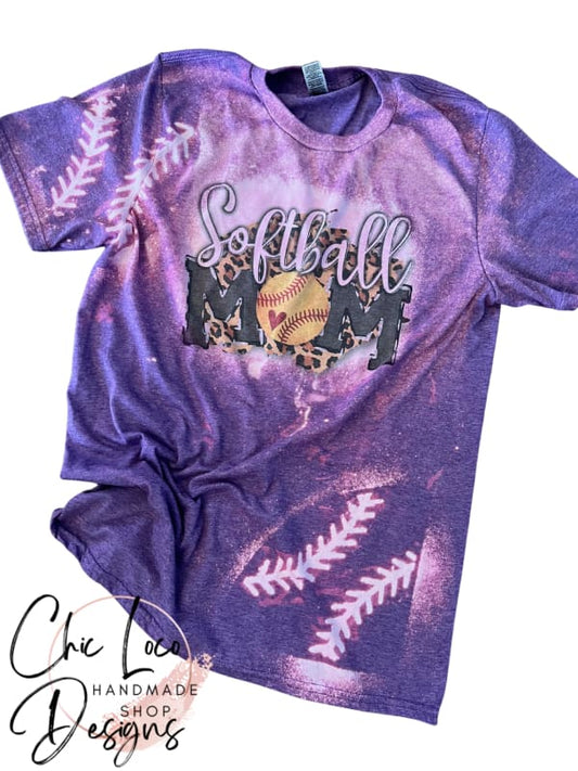 Bleached Purple Softball Mom Tee - Small - Clothing