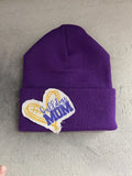 Bulldog Mom Beanie Winter Hat Toboggan Purple