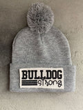 Bulldog Strong Beanie Winter Hat Toboggan Pom-pom Gray