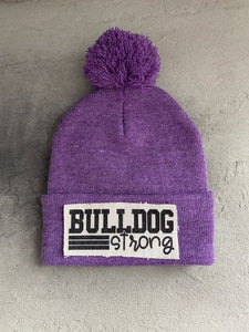 Bulldog Strong Beanie Winter Hat Toboggan Pom-pom Gray