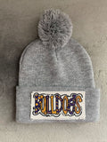 Bulldogs Beanie Winter Hat Toboggan Grey Pom Pom