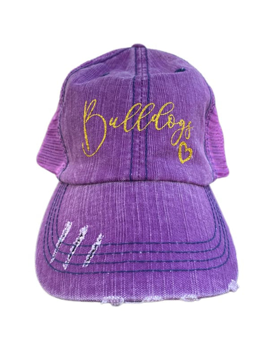 Bulldogs Glitter Ponytail Trucker Hat - Purple - Trucker 