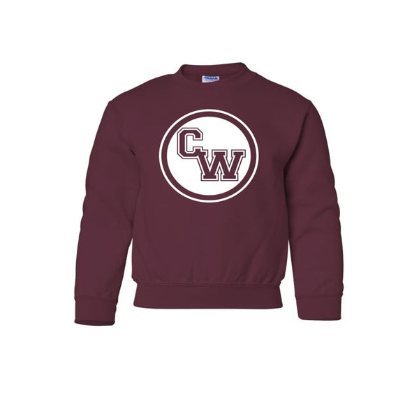 CW Youth Crew Sweatshirt - Small / Maroon - Sweatshirt