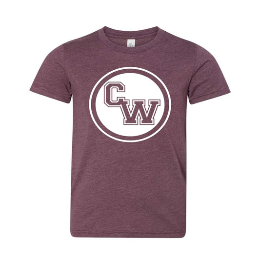 CW Youth Short Sleeve Tee - Small / Maroon - Clothing