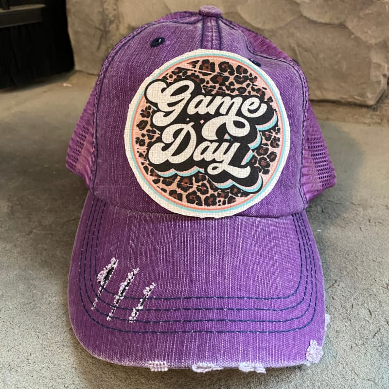 Game Day Ponytail Trucker Hat - Purple Ponytail - Trucker 