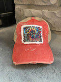 Lake Life Criss Cross Ponytail Hat - Orange - Trucker Hats