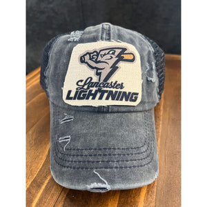Lancaster Lightning Criss Cross Ponytail Hat - Navy -